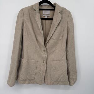 Nordstrom Signature and Caroline Issa Women's 6 Beige Wool Blazer Coat Rare